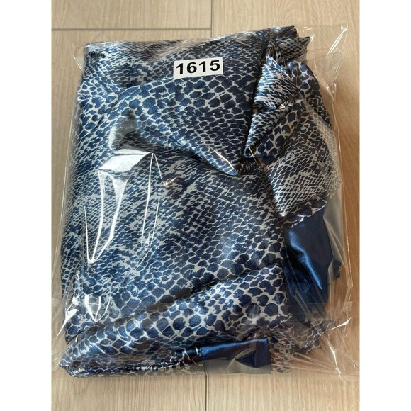 Contessa Di Roma Small Blue Snake Skin Print Slip Dress & Robe 2 Piece Sleepwear - Picture 9 of 9